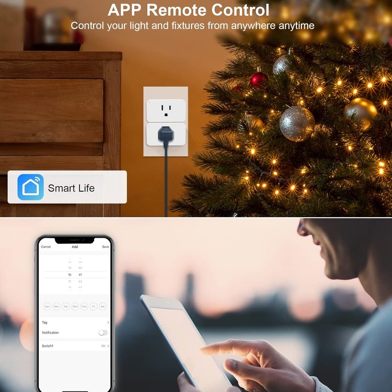 Eva's Light WiFi Smart Dimmable Plug 2 Pack, Smart Plugs for Voice Control, Mini Dimmer Switch Outlet Dimmable LED, CFL, Halogen and Incandescent Bulbs, Lamps, 2.4GHz, No Hub Required - Image 5